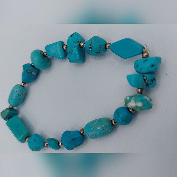 Vintage Turquoise oval chip nugget bracelet - Picture 1 of 3